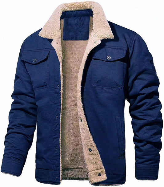 New men's plush cotton workwear casual jacket for spring and autumn seasons, men's jacket
