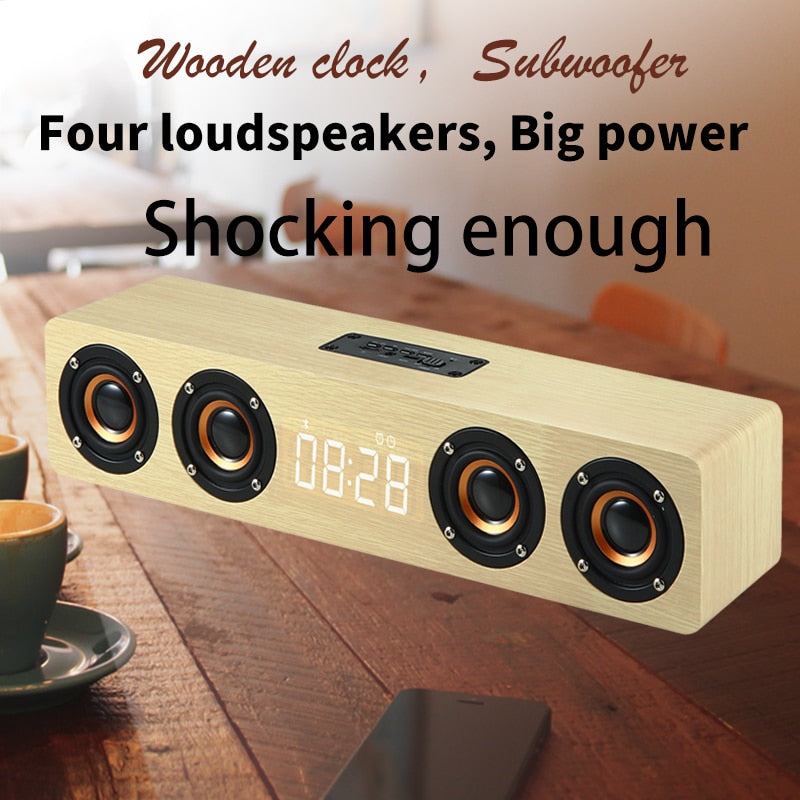 Home theater portable column Bluetooth Speaker Wireless wood speaker Alarm Clock Radio subwoofer Soundbar for TV speaker AUX USB