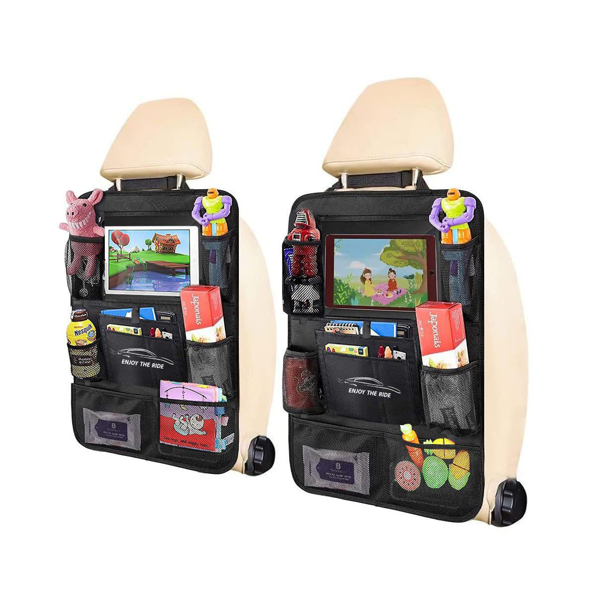 Car Seat Storage Bag Seat Back Hanging Bag Car Supplies Multi Functional Rear Seat Back Anti-Kick Pad Storage Bag