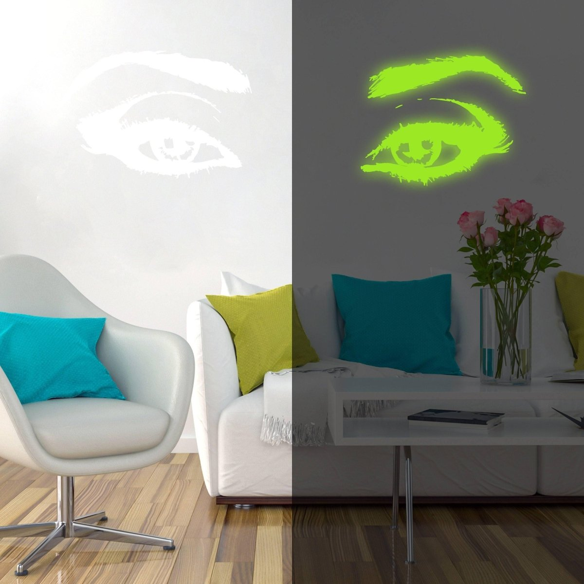 Glowing Luminescent Eye Vinyl Wall Decal: Enchanting Wall Sticker Art