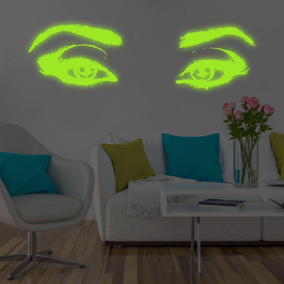 Glowing Luminescent Eye Vinyl Wall Decal: Enchanting Wall Sticker Art
