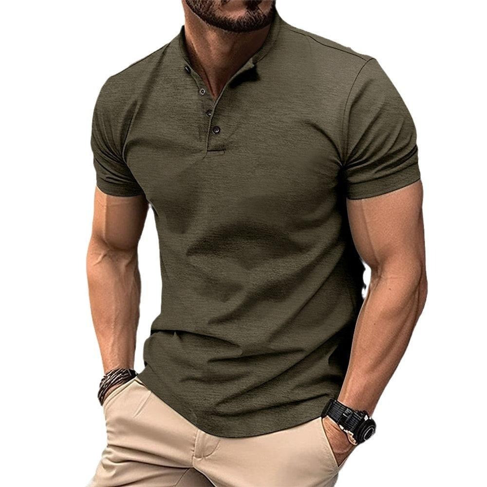 T-shirt men's buttoned Henry neck sports polo shirt
