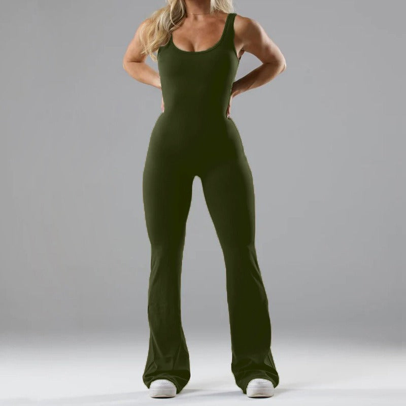 Fashionable tight yoga jumpsuit, casual hollowed out seamless sports slim fit jumpsuit for women