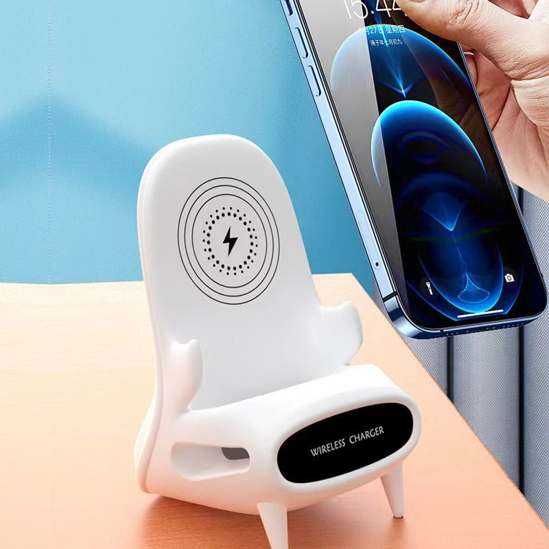 Epsilon Portable Mini Chair Wireless Charger Desk Mobile Phone Holder Wireless Charger 10W Fast Charge With Bracket Speaker